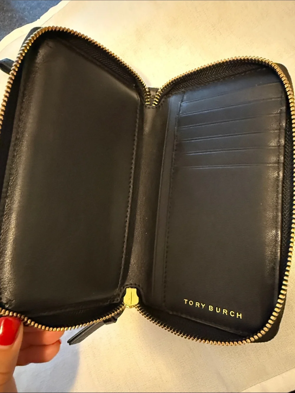 Tory Burch Black Patent Logo Wristlet Wallet